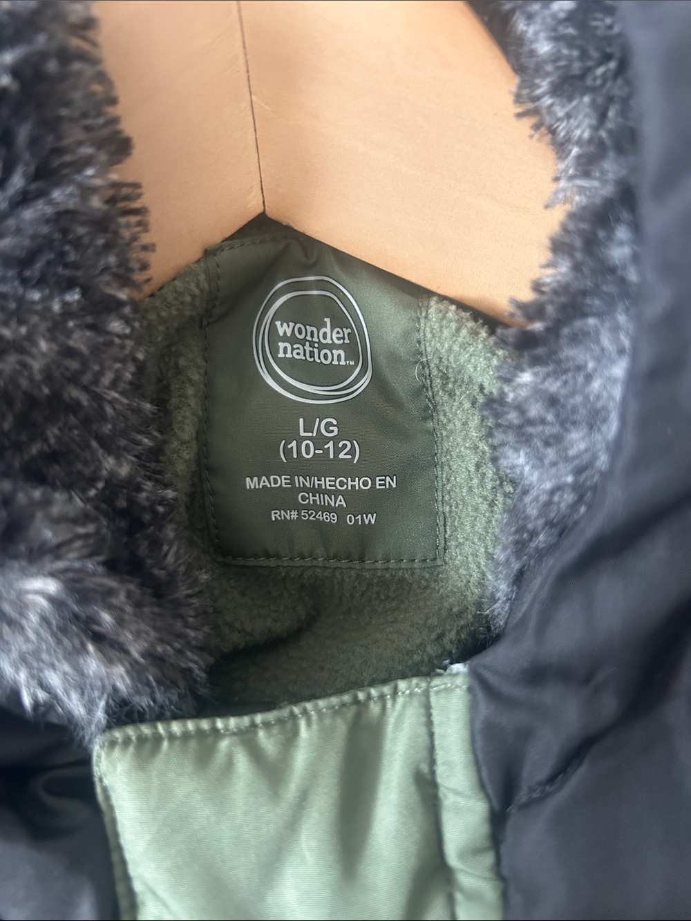 wonder nation Olive & Black Two-Tone Puffer Jacket - Picture 2 of 6